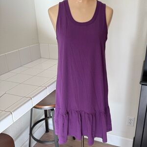 BNWT Leallo Purple Sleeveless Cotton Ruffle Bottom Dress Size Small